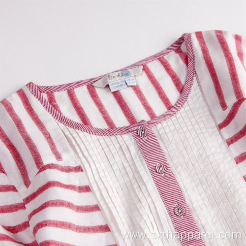 Girls' Cute Striped Long Sleeve Breathable Summer Shirt